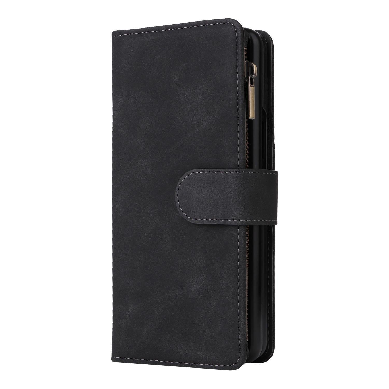 For Samsung Galaxy Z Fold4 5G Frosted Leather Zip Wallet - Compact And Stylish - Wine Red 10
