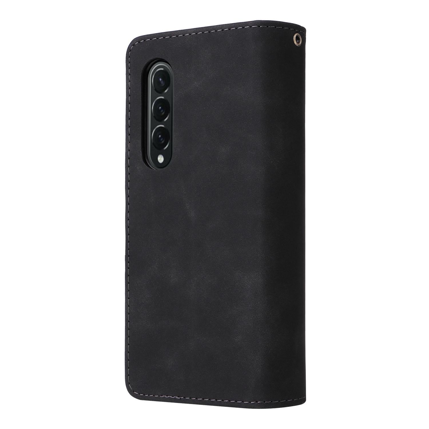 For Samsung Galaxy Z Fold4 5G Frosted Leather Zip Wallet - Compact And Stylish - Wine Red 11