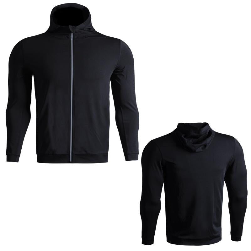 Men's Black Hooded Zipper Coat Size L - L 3