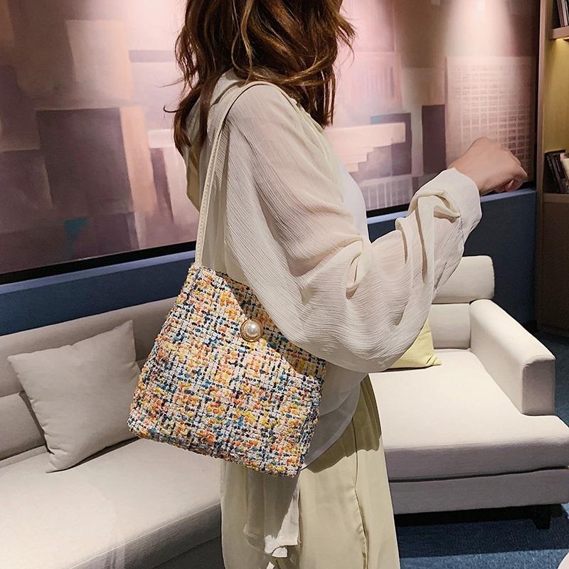 Black Woolen Knit Bucket Bag For Women - Yellow Onesize 3