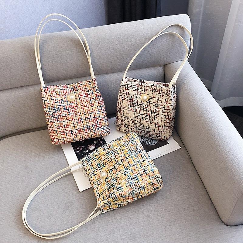 Black Woolen Knit Bucket Bag For Women - Yellow Onesize 5