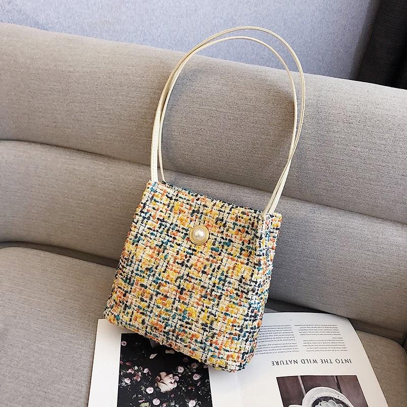 Black Woolen Knit Bucket Bag For Women - Yellow Onesize 7