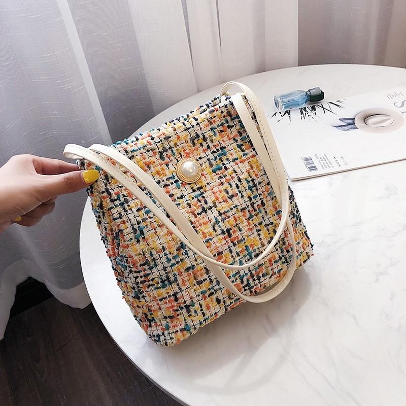 Black Woolen Knit Bucket Bag For Women - Yellow Onesize 8