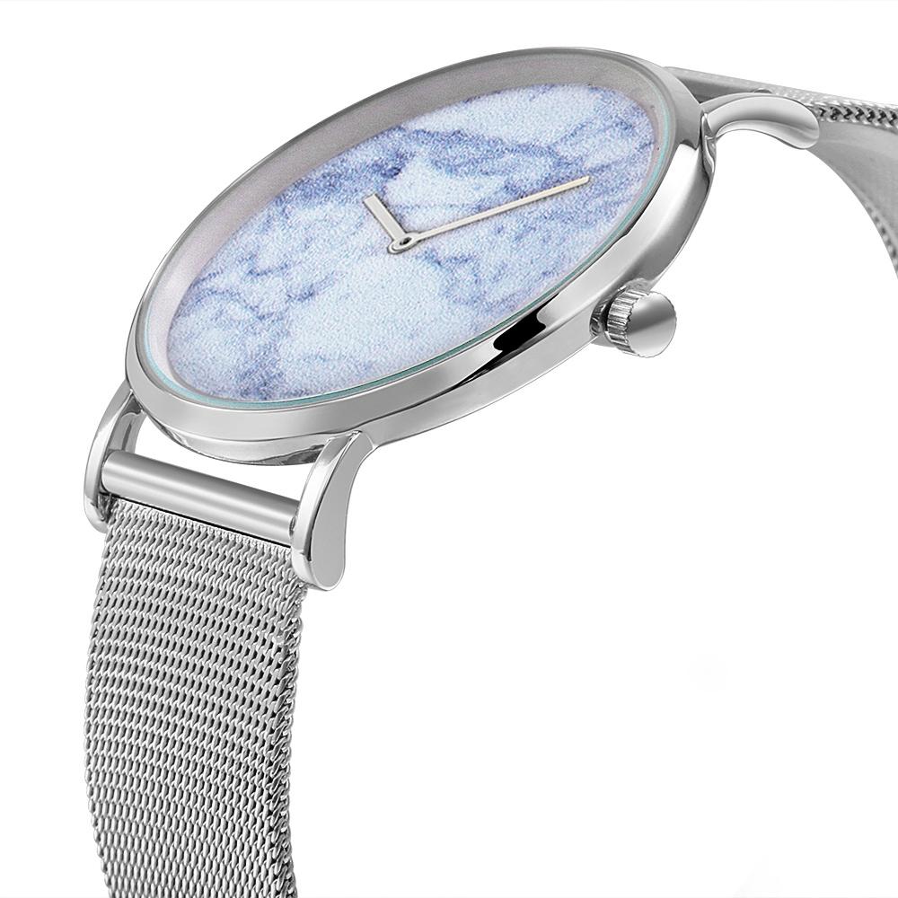Stylish Women Quartz Watch with Stainless Steel Band - Round Dial Silver Alloy Case - Wa0730D 4