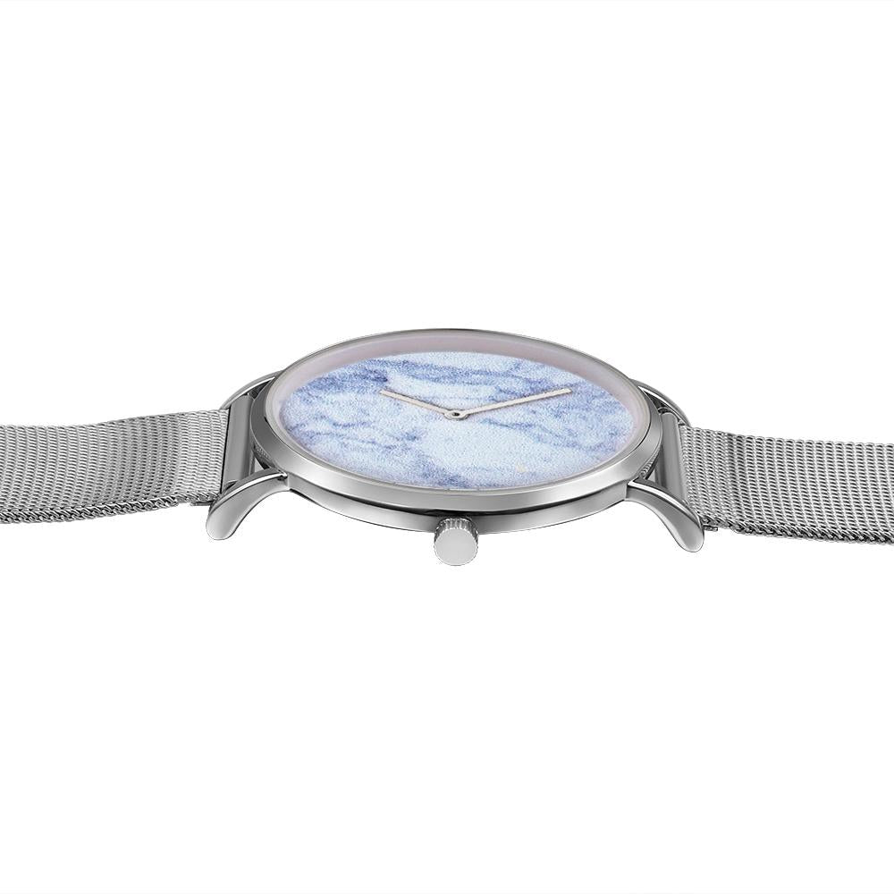 Stylish Women Quartz Watch with Stainless Steel Band - Round Dial Silver Alloy Case - Wa0730D 5