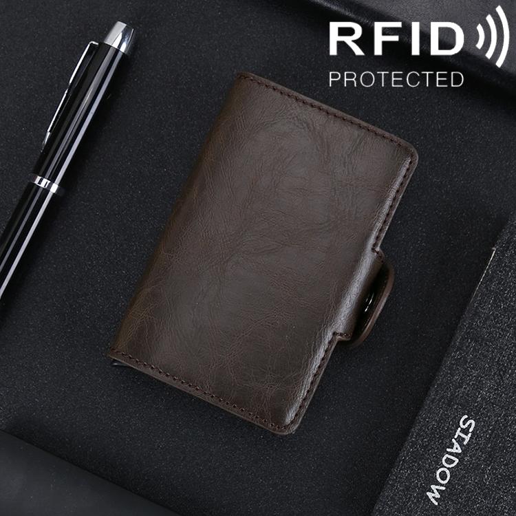 Leather Rfid Blocking Card Wallet - Multi-functional - Dark Blue 12