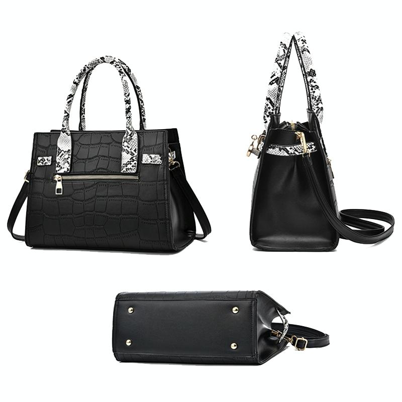 Large Capacity 2-in-1 Stone Pattern Bags - Versatile and Spacious - Black 5