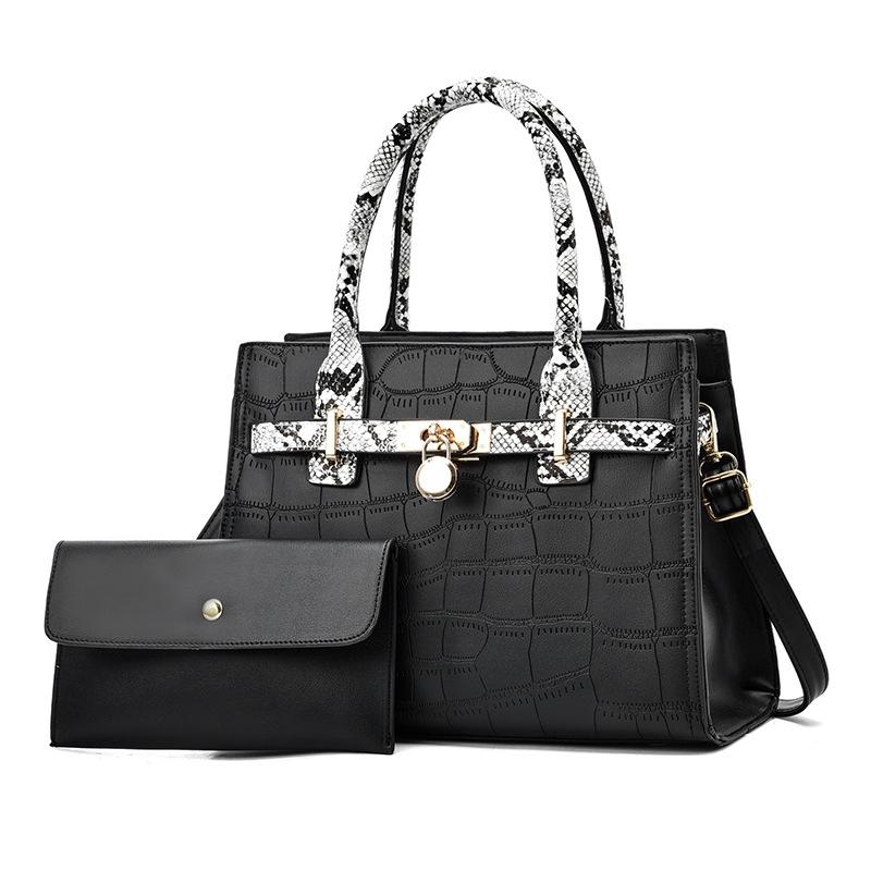 Large Capacity 2-in-1 Stone Pattern Bags - Versatile and Spacious - Black 11