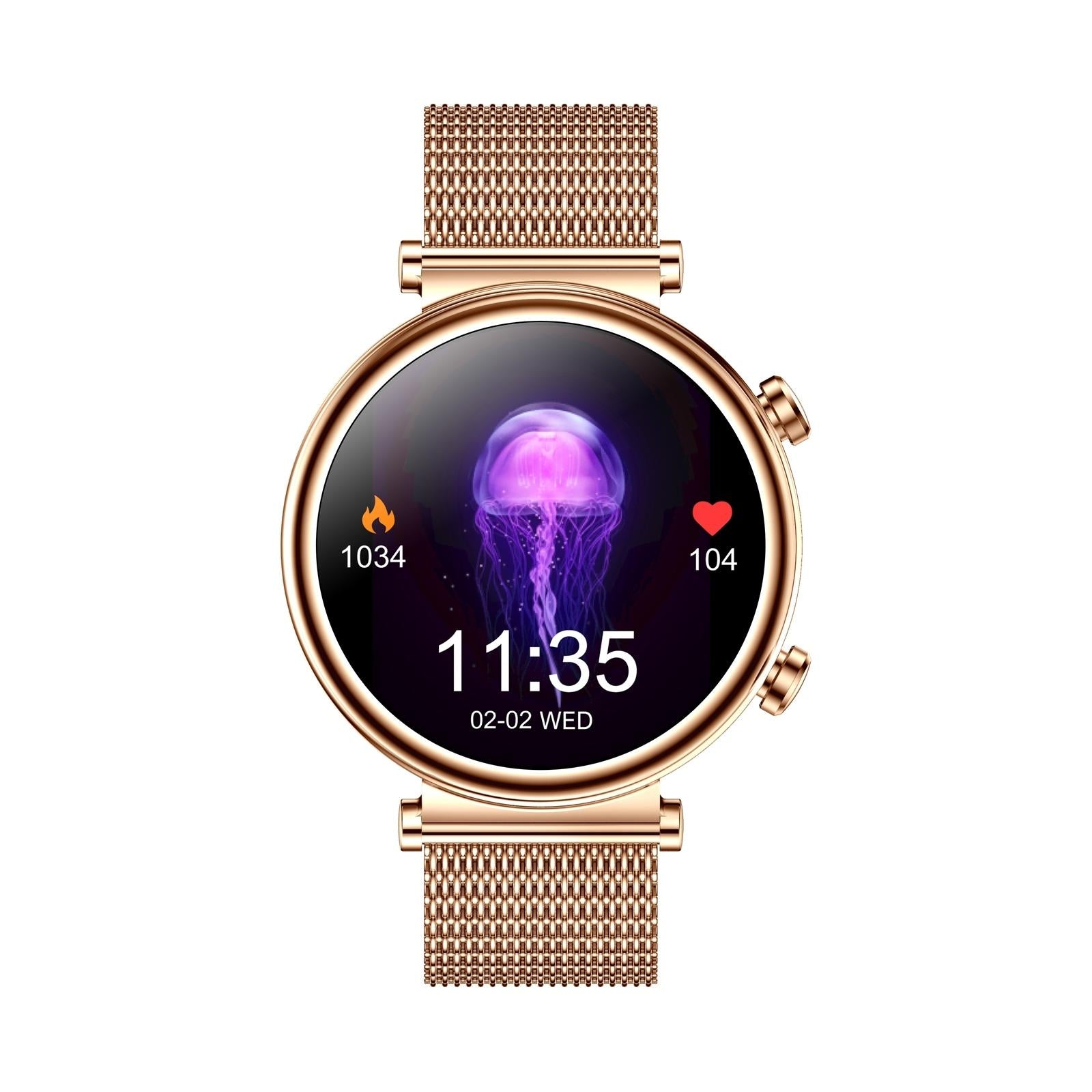Women Smart Watch With Bt Call Health Tracking And Sos - Compact And Stylish - Rose Gold Steel Band 14