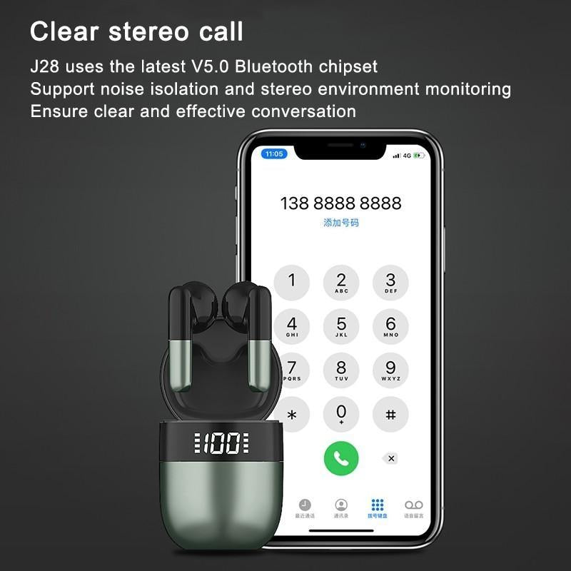 Wireless Bluetooth Earphones with Led Display and Hifi Sound for Sports - Green 11