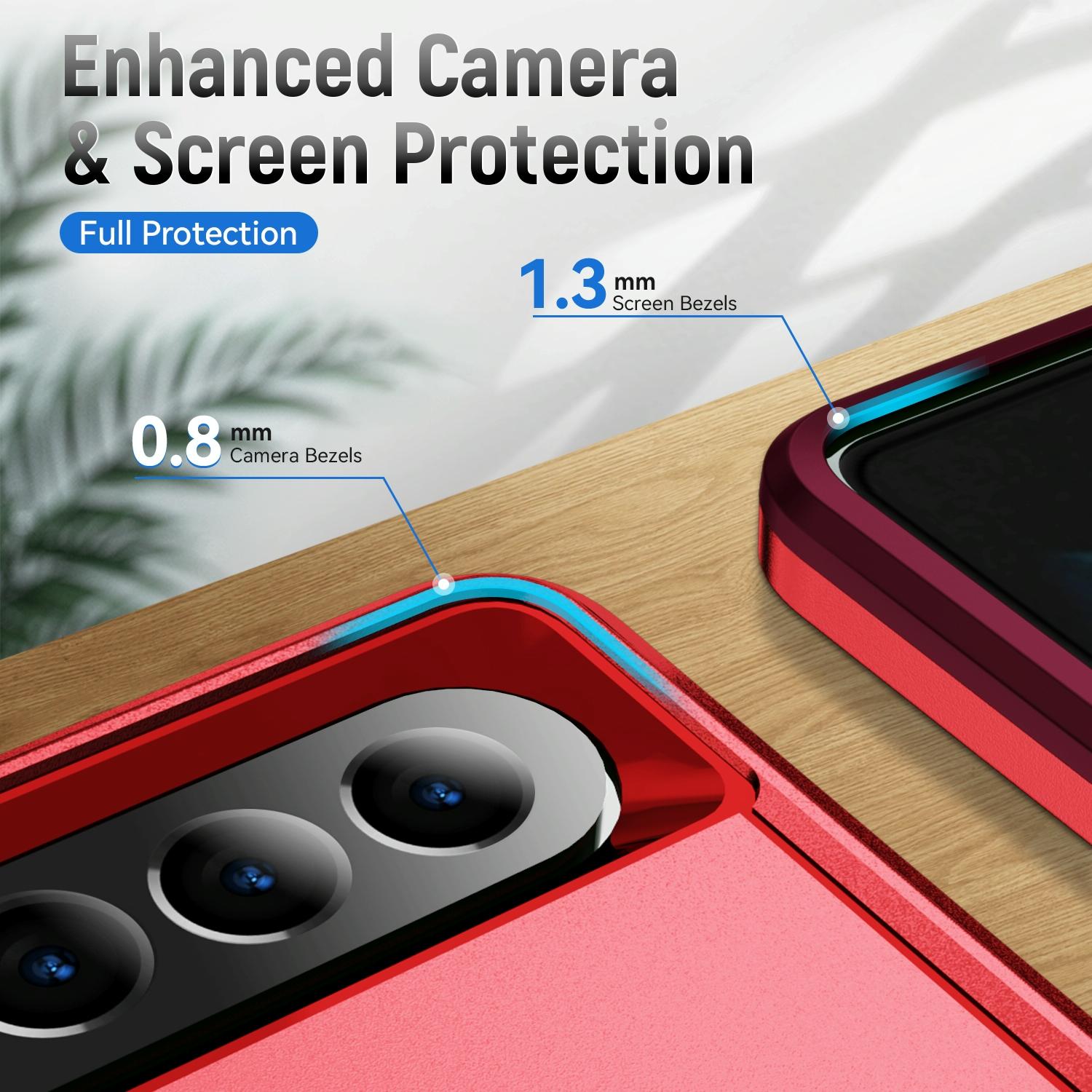 For Samsung Galaxy Z Fold4 5G Shockproof Pc Tpu Case - Red + Black 3