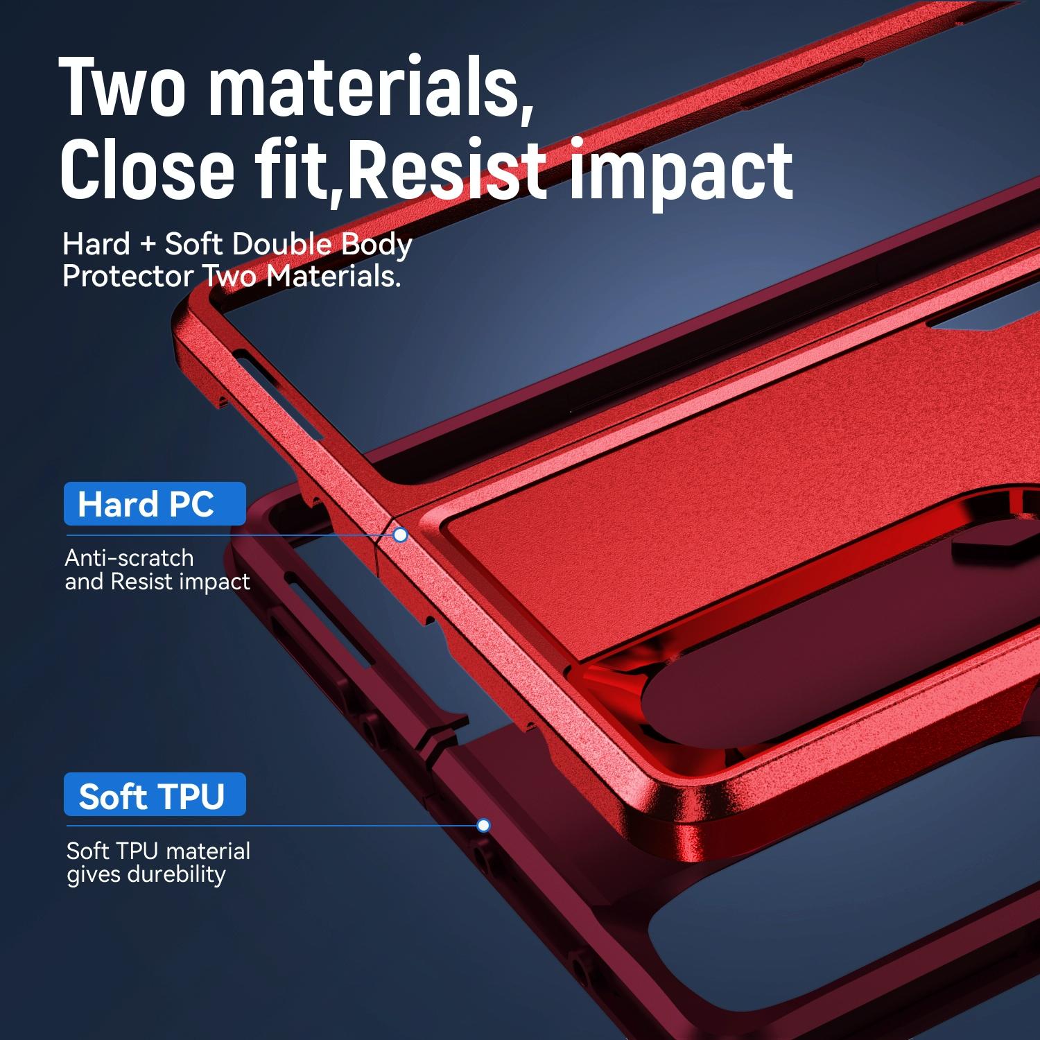For Samsung Galaxy Z Fold4 5G Shockproof Pc Tpu Case - Red + Black 4