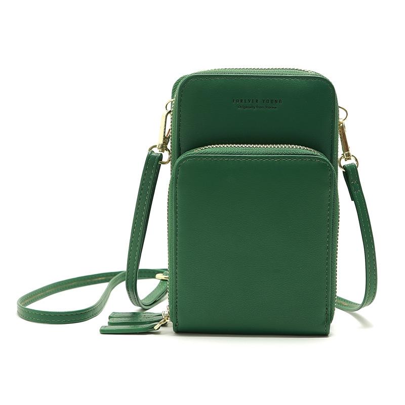 Women Pu Mobile Phone Shoulder Bag Large Capacity - Green 13