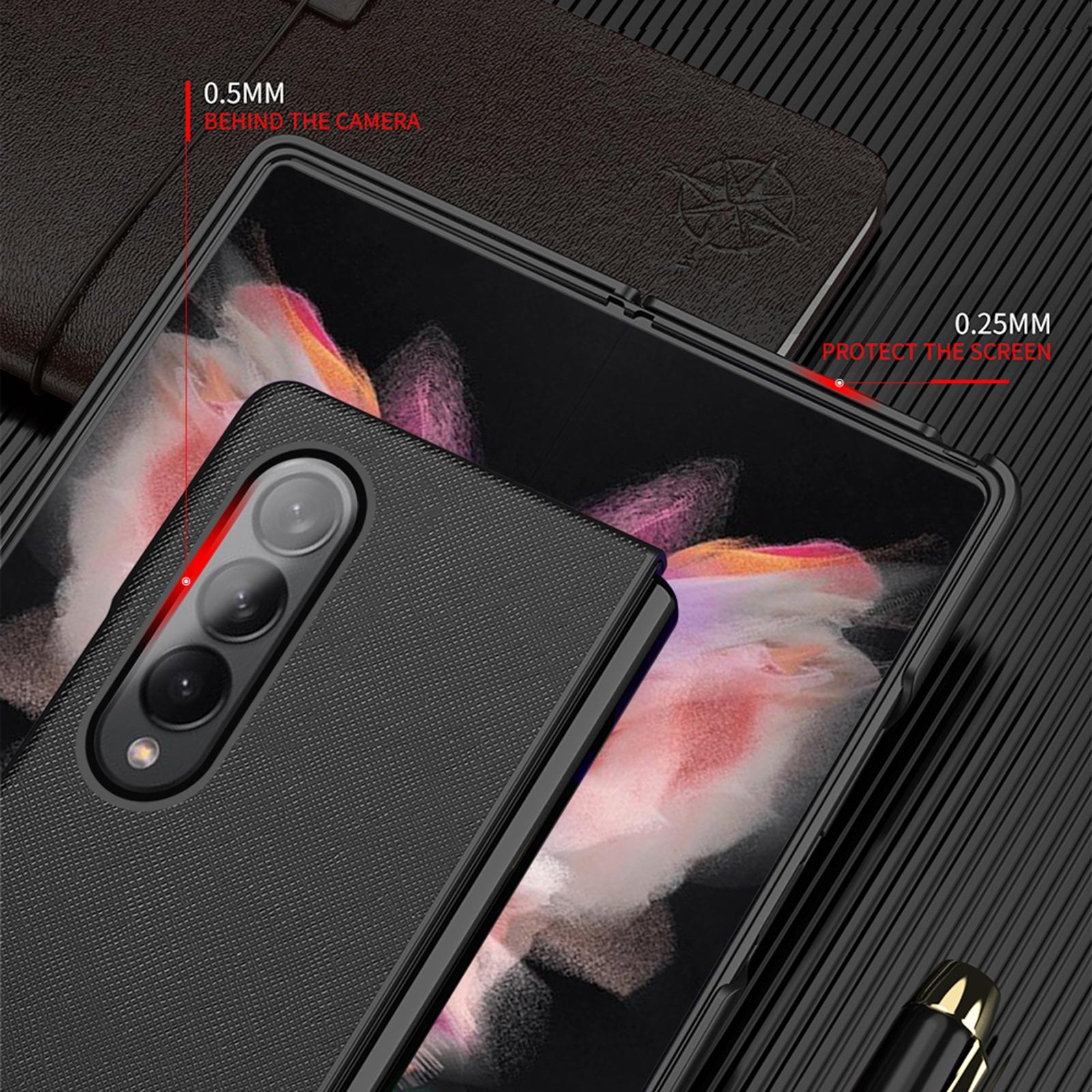 For Samsung Galaxy Z Fold4 5G Foldable Cross Pattern Phone Case - Foldable Design - Blue 4