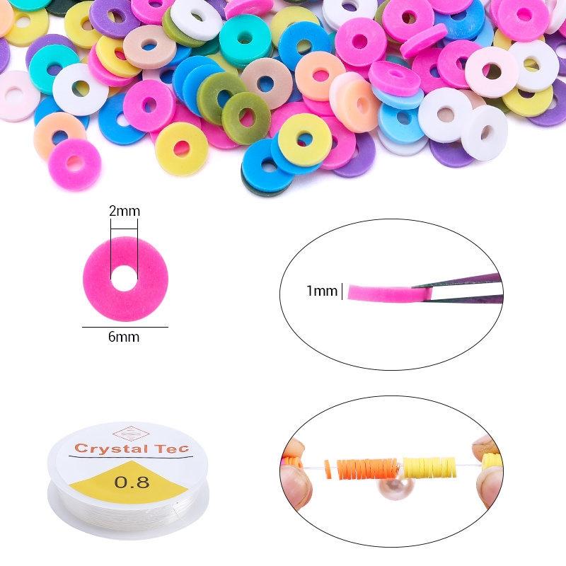 6 Piece Soft Pottery Beading Set For Diy Bracelets & Necklaces - Purple 5