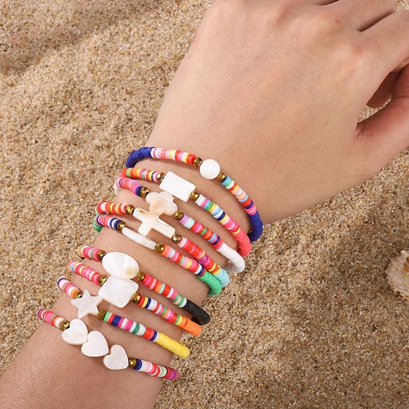 6 Piece Soft Pottery Beading Set For Diy Bracelets & Necklaces - Purple 6