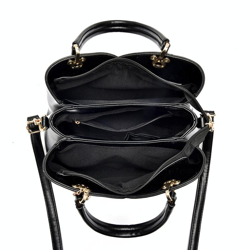 Spacious Texture Handbag - Large Capacity - Black 6