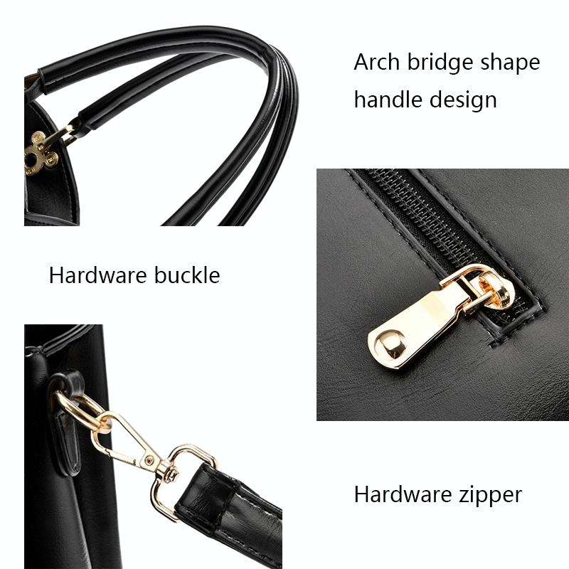 Spacious Texture Handbag - Large Capacity - Black 7