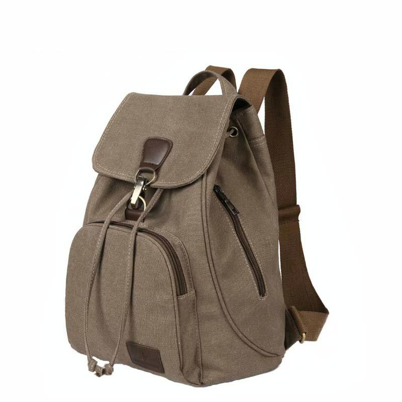 Women Canvas Laptop Backpack - Compact and Stylish - Khaki 4