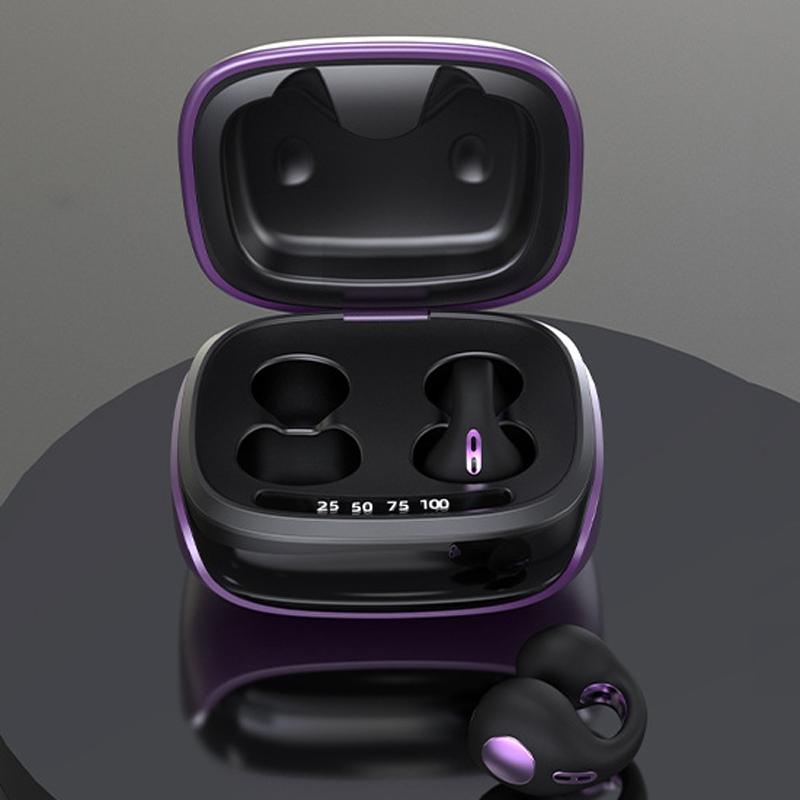 Wireless Bone Conduction Clip-on Bluetooth Headset - Noise Reduction - Purple 12