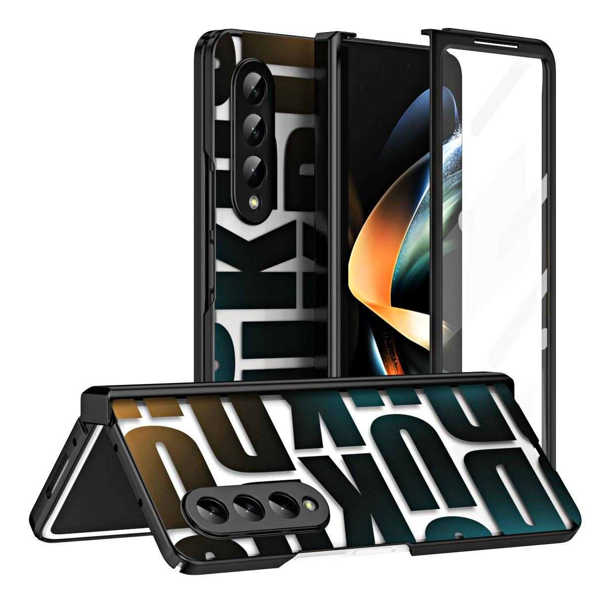 For Samsung Galaxy Z Fold4 5G Foldable Electroplated Phone Case With Hinge - Tyrant Gold