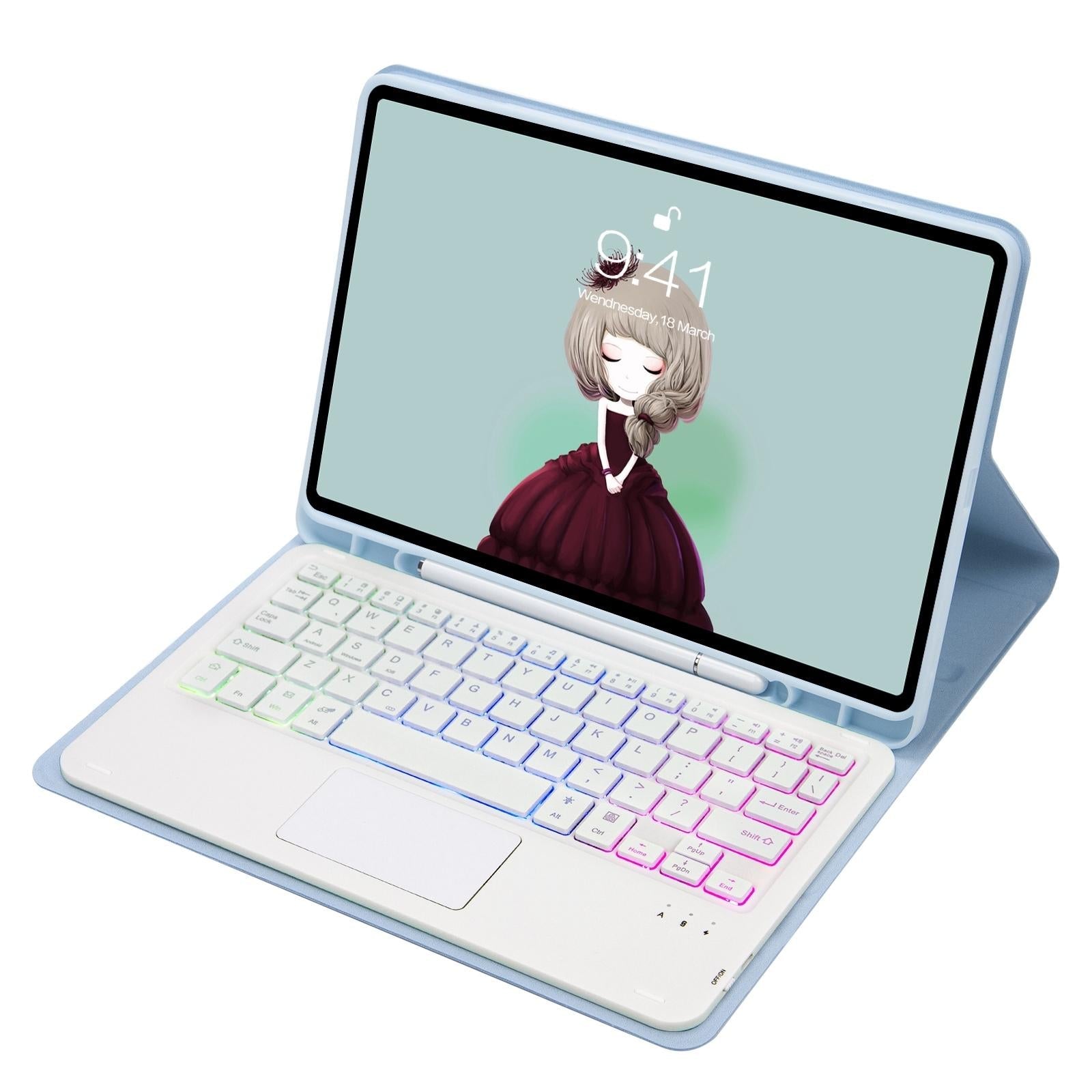 Bluetooth Keyboard Leather Case For Ipad 9.7 2018 & 2017 / Pro 9.7 / Air 2 With Touch Pad & Backlight - Mint Green 4
