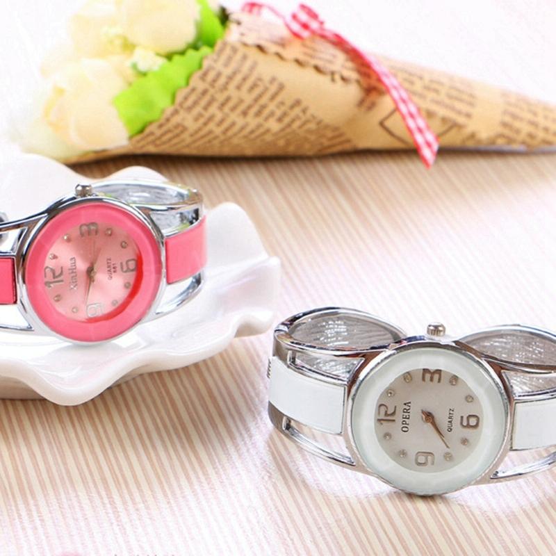 Stainless Steel Diamond Bracelet Watch for Women - Hollow Mirror Surface - White 9