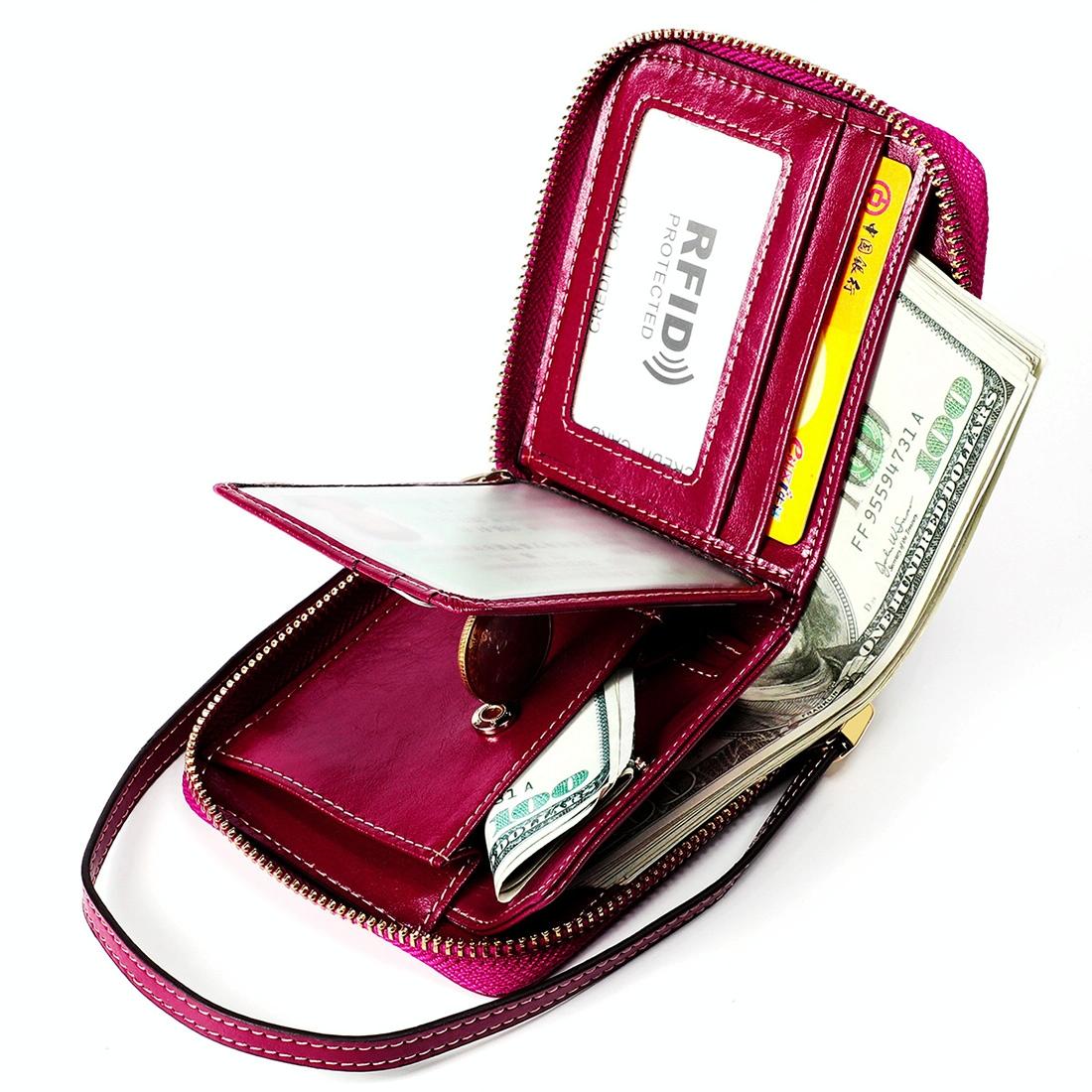 Rfid Leather Wallet with Lanyard - Multi-functional - Purple 6