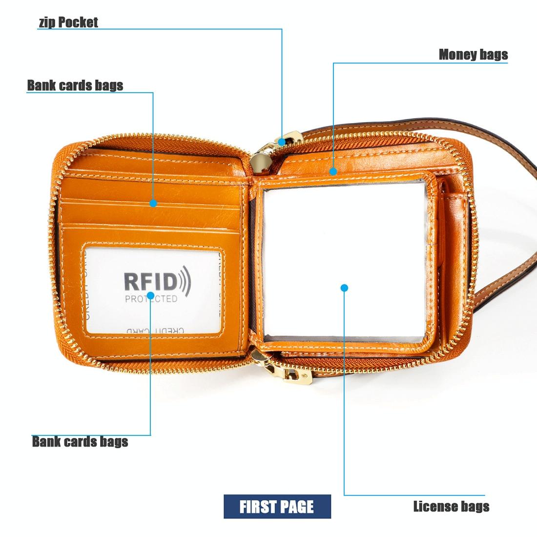 Rfid Leather Wallet with Lanyard - Multi-functional - Purple 9