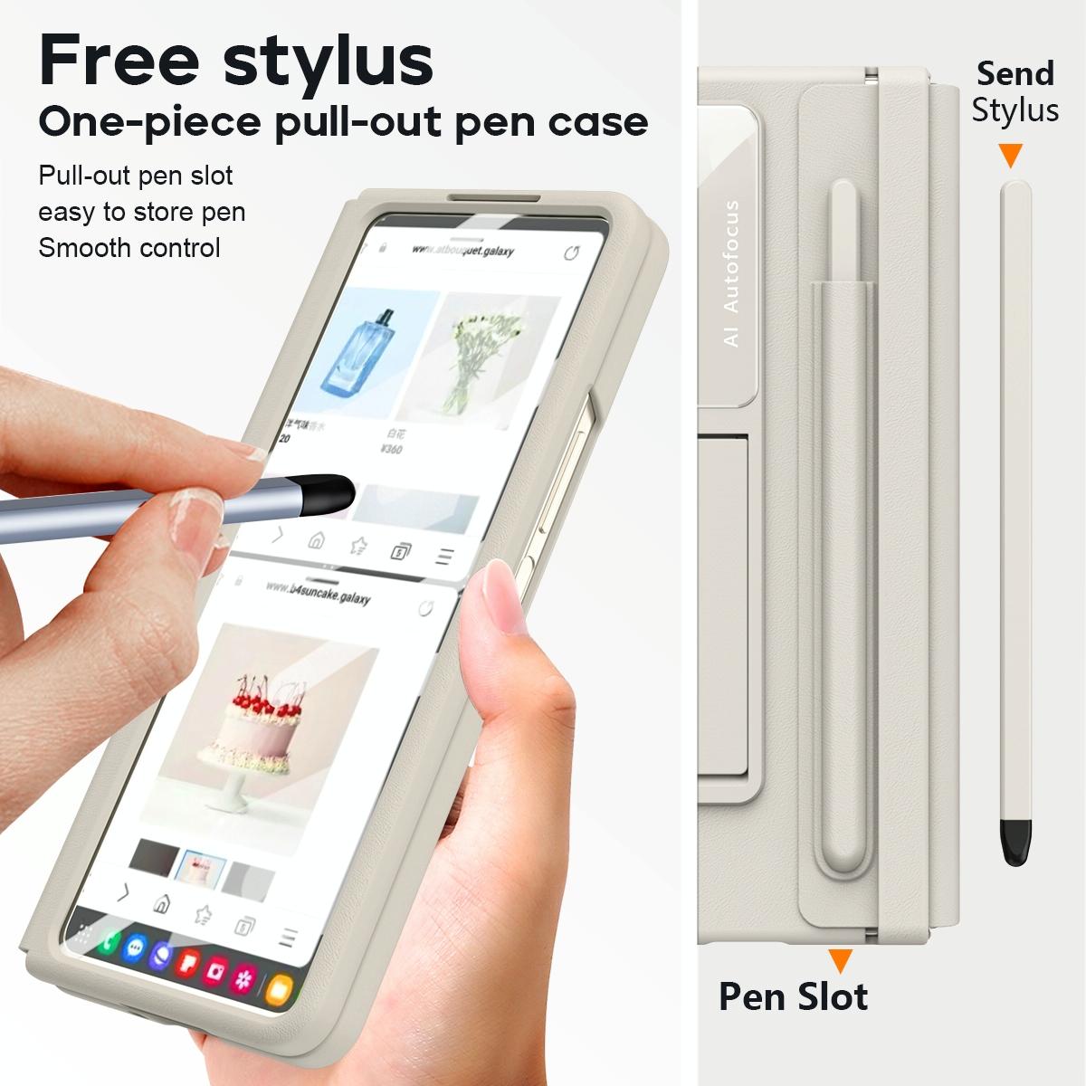 For Samsung Galaxy Z Fold4 5G Phone Case With Pen Slots - Full Coverage - Blue 3