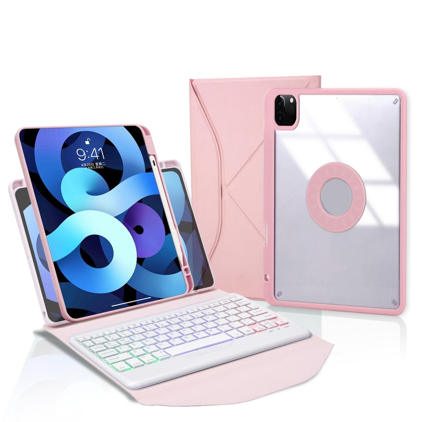 Bluetooth Keyboard Leather Case For Ipad Pro 11 - Backlit With Pen Slot - Sky Blue 7