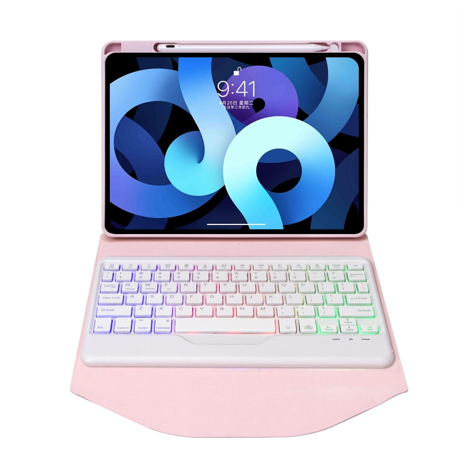 Bluetooth Keyboard Leather Case For Ipad Pro 11 - Backlit With Pen Slot - Sky Blue 10
