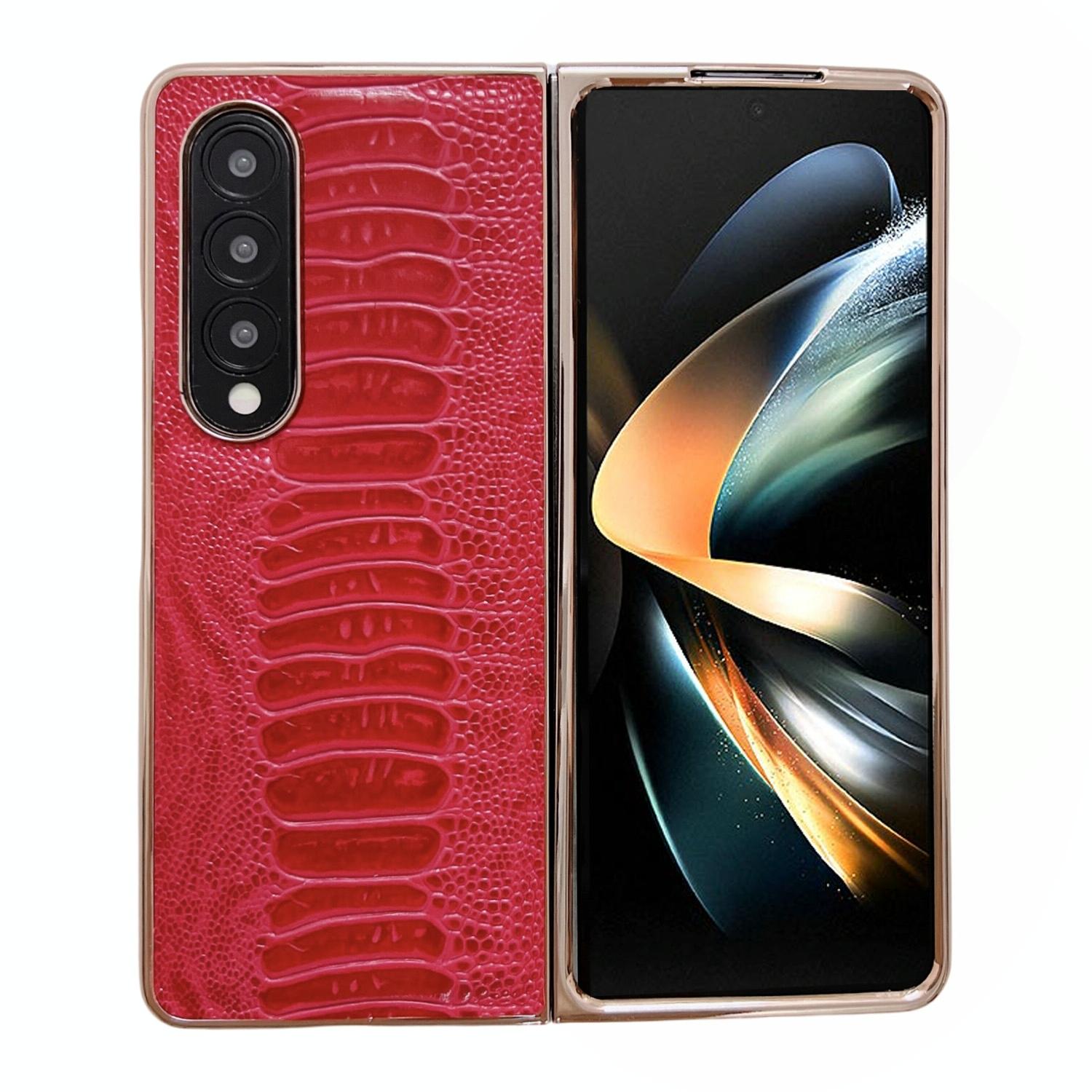 For Samsung Galaxy Z Fold4 5G Genuine Leather Nano Plating Phone Case - Green 9