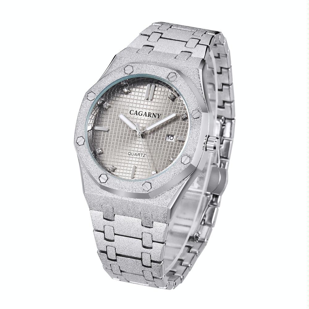 Men Quartz Steel Watch with Simple Stone Surface - Silver Shell Blue Surface 3