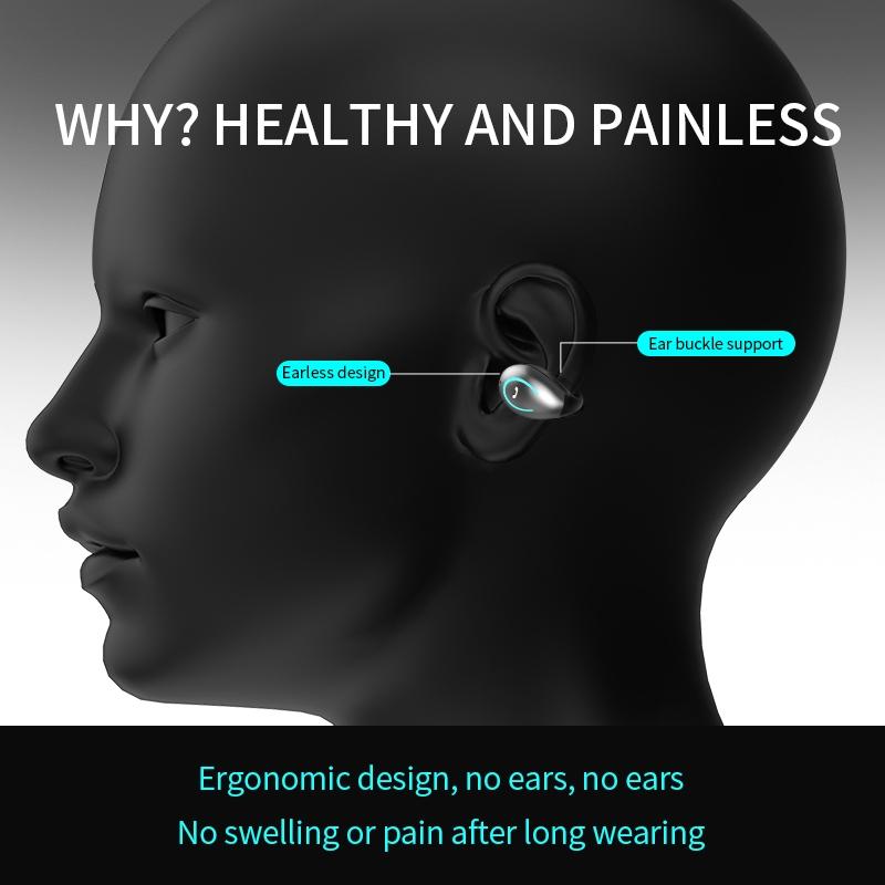 Ultra-light Wireless Earphone with Mic - Bluetooth 5.0 - Ear Clip - Stereo - Grey 7