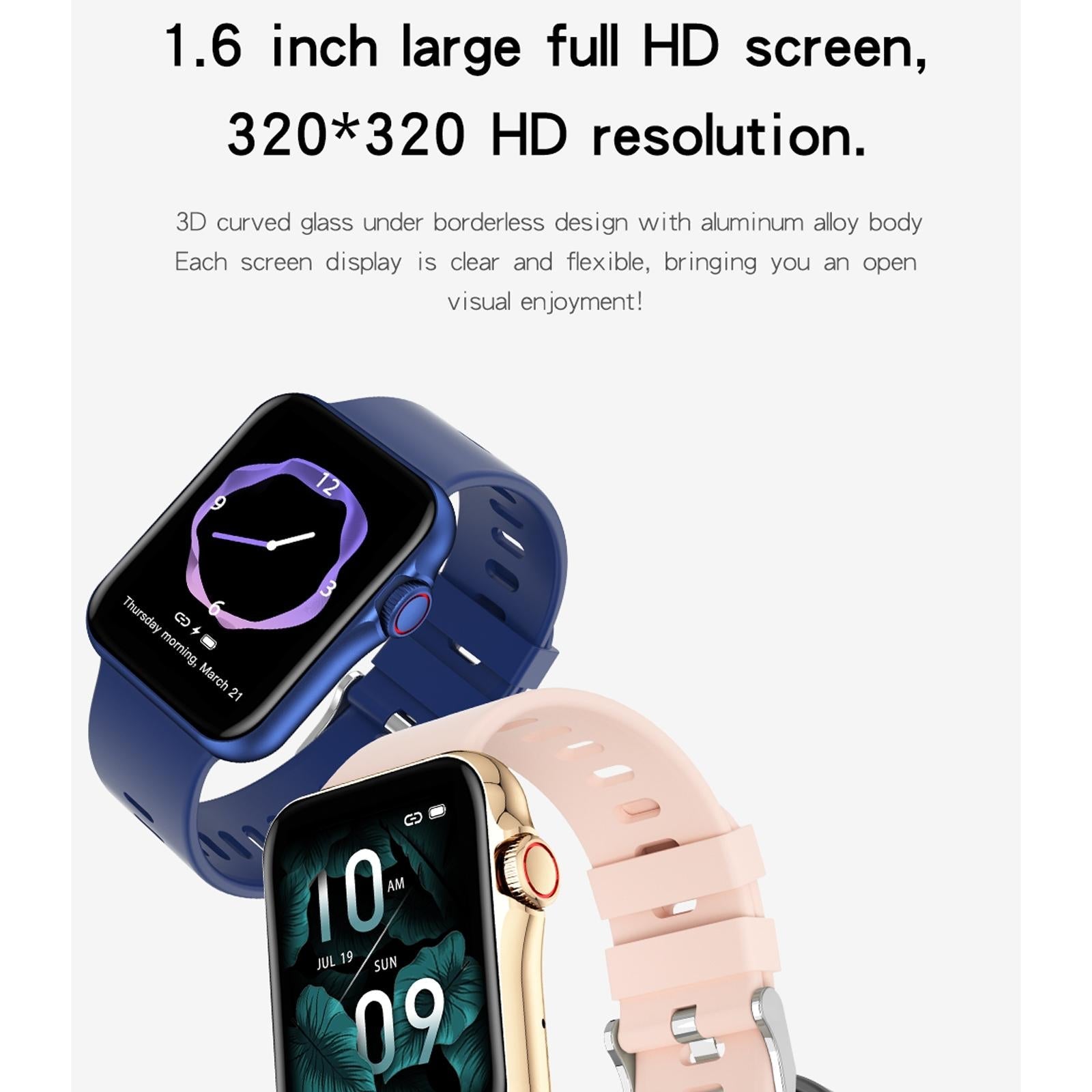1.6 Inch Waterproof Smart Watch With Ips Colour Screen Sport Sleep Heart Rate Monitoring - Gold 14