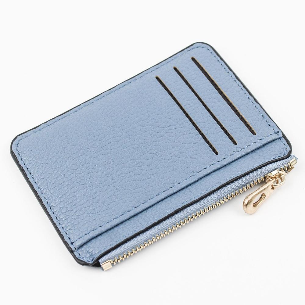 Multi Slot Zipper Card Holder Large Capacity Ultra Thin Coin Purse - Sky Blue 12