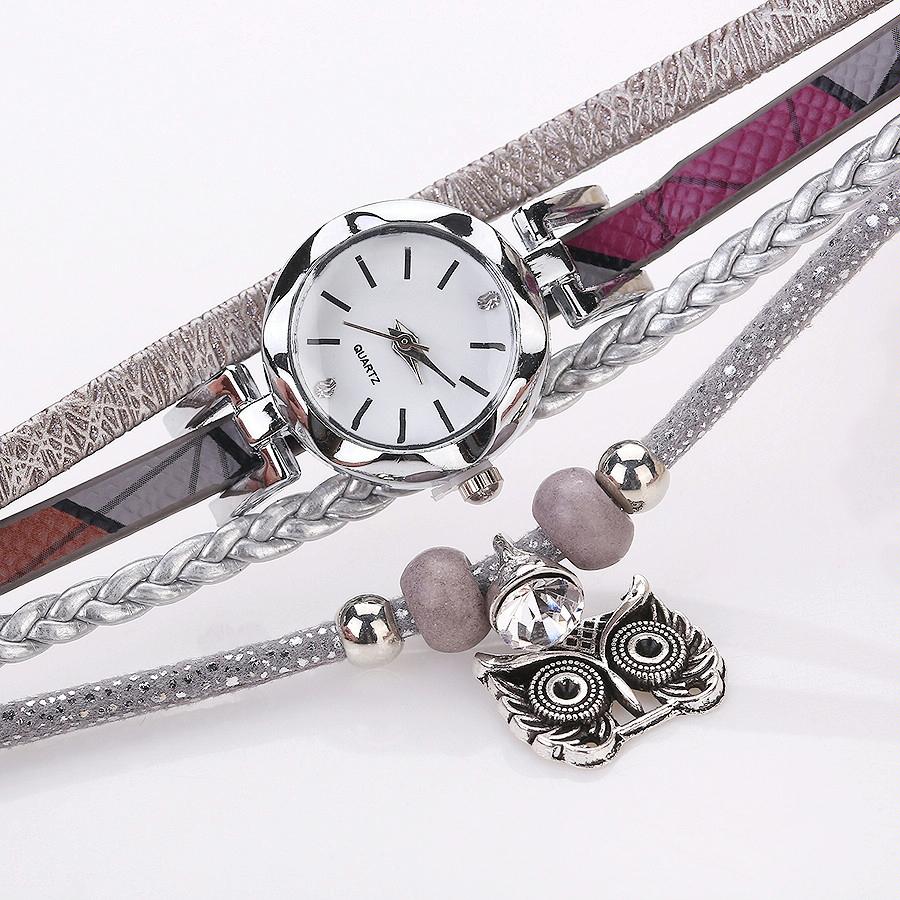 Owl Pendant Bracelet Watch for Women - Small Dial - Milk White 9
