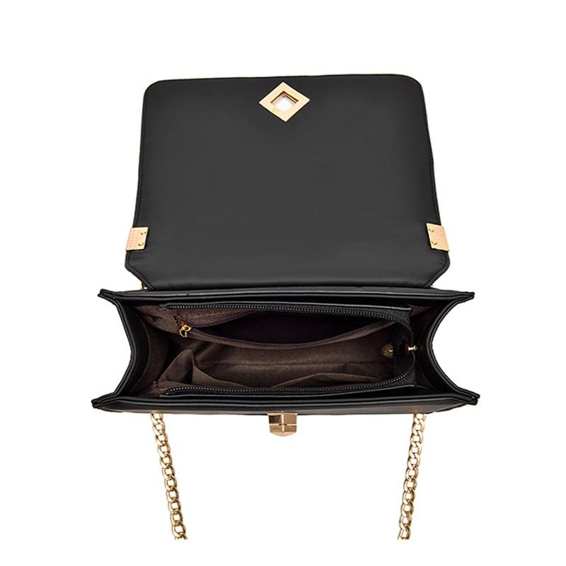 Chic One Shoulder Chain Bag With Diagonal Rhombus Design - Black 6