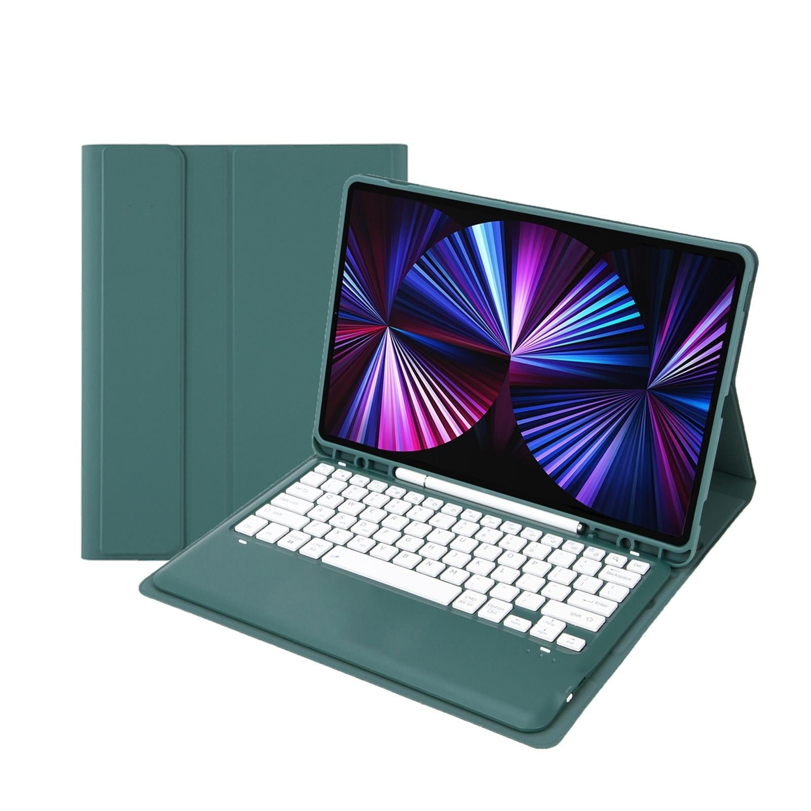 Detachable Bluetooth Keyboard Leather Case For Ipad Pro 12.9 2021 / 2020 / 2018 With Pen Slot - Mint Green 12