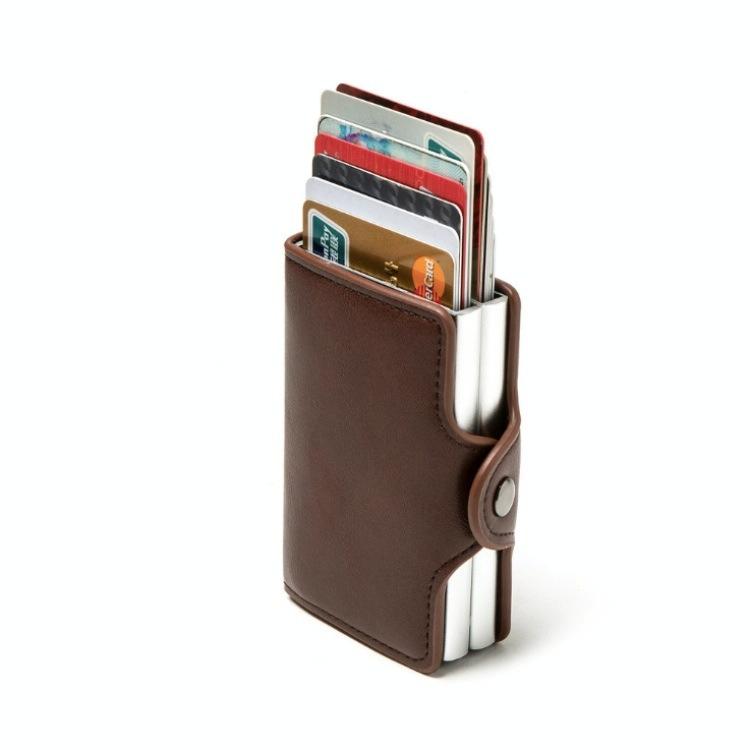 Automatic Pop Up Rfid Metal Card Holder - Coffee 4