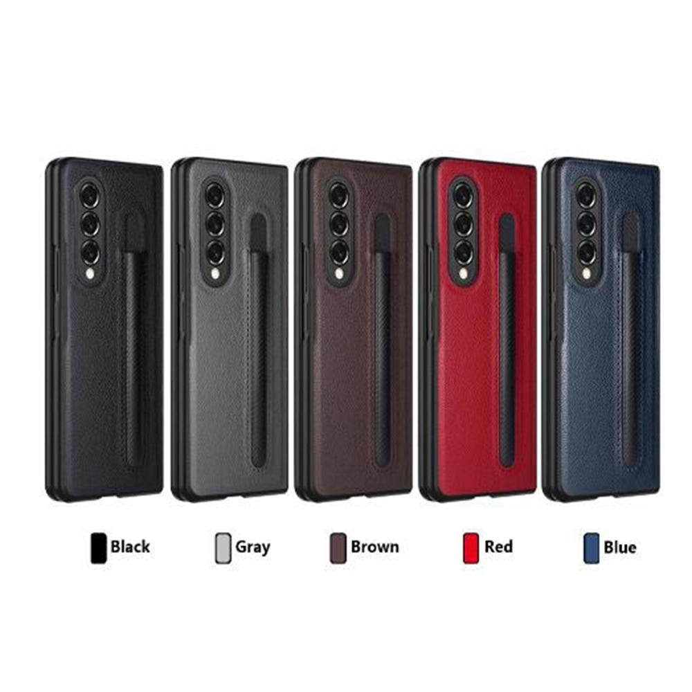For Samsung Galaxy Z Fold4 5G Litchi Texture Hinge Case - Red 3