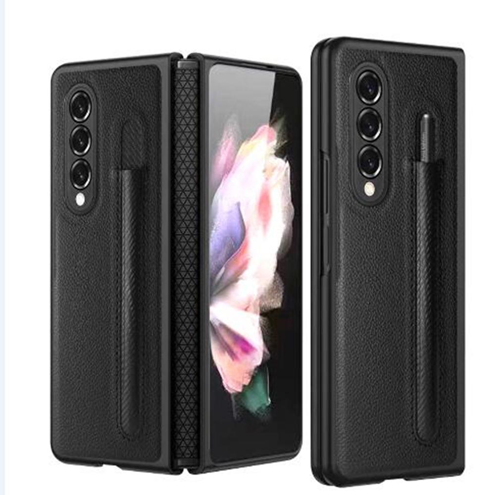 For Samsung Galaxy Z Fold4 5G Litchi Texture Hinge Case - Red 10