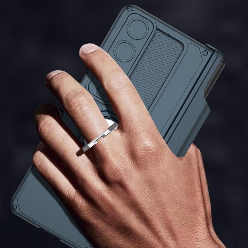 For Samsung Galaxy Z Fold4 5G Magnetic Phone Case With Pen Holder - Foldable - Wine Red 5