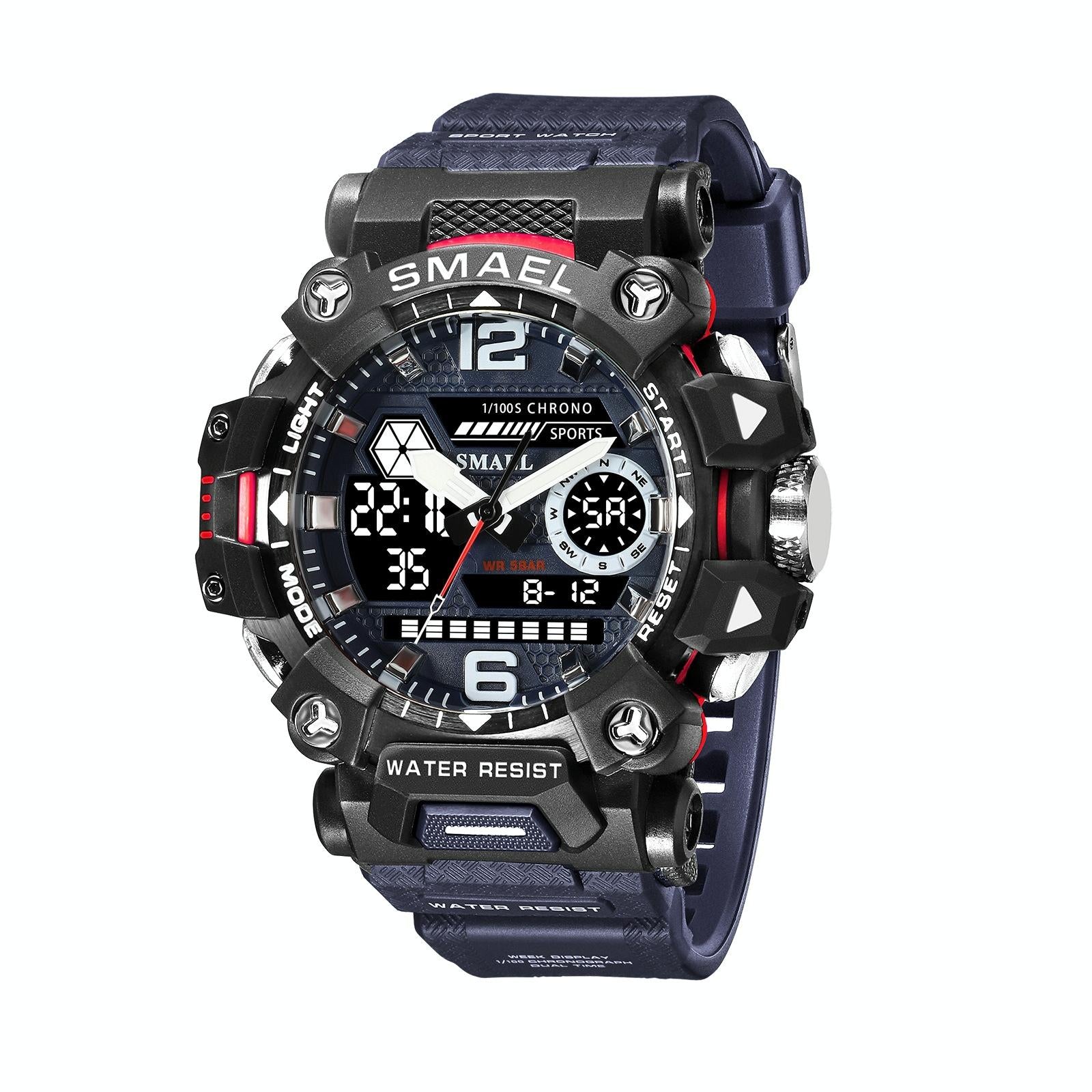 Waterproof Dual Display Outdoor Watch - Multifunctional Alloy for Men - Black Gray 9