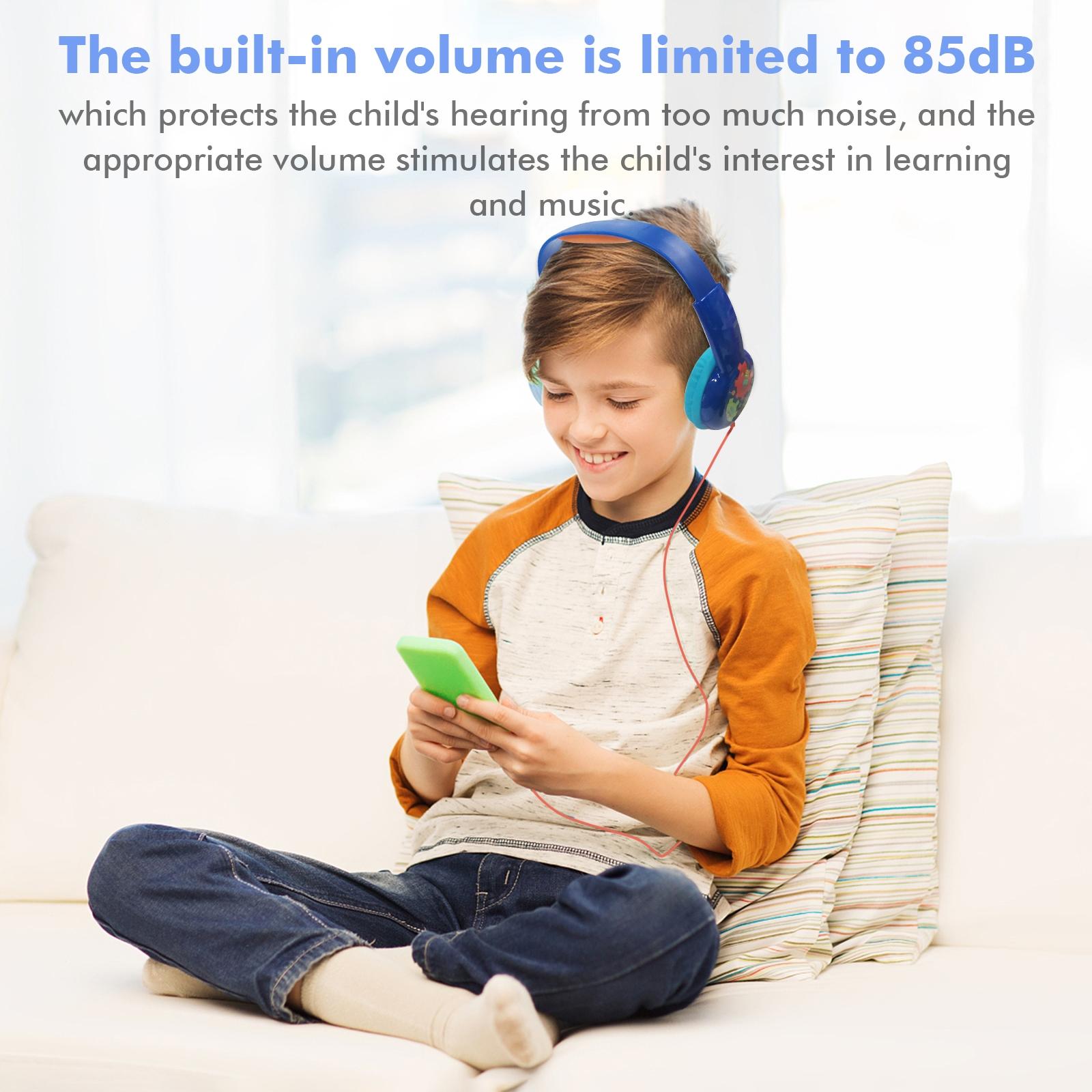 Portable Children'S Wired Headphones - Pink Green 4