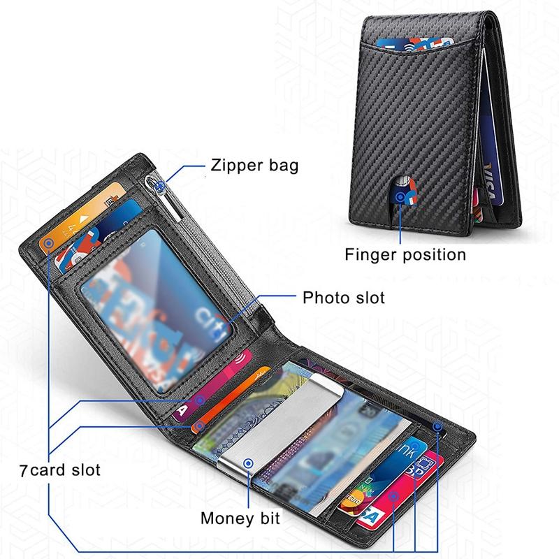 Men Vintage Leather Rfid Wallet - Flat Pattern Black Inside 3