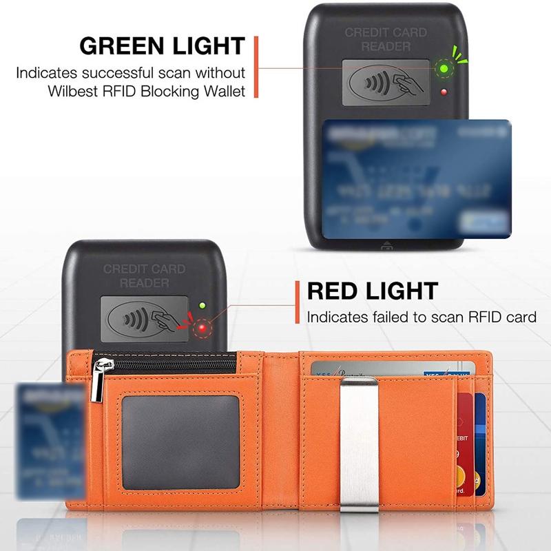 Men Vintage Leather Rfid Wallet - Flat Pattern Black Inside 4