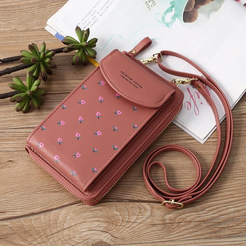 Floral Multi Card Crossbody Bag For Women - Light Pink 13
