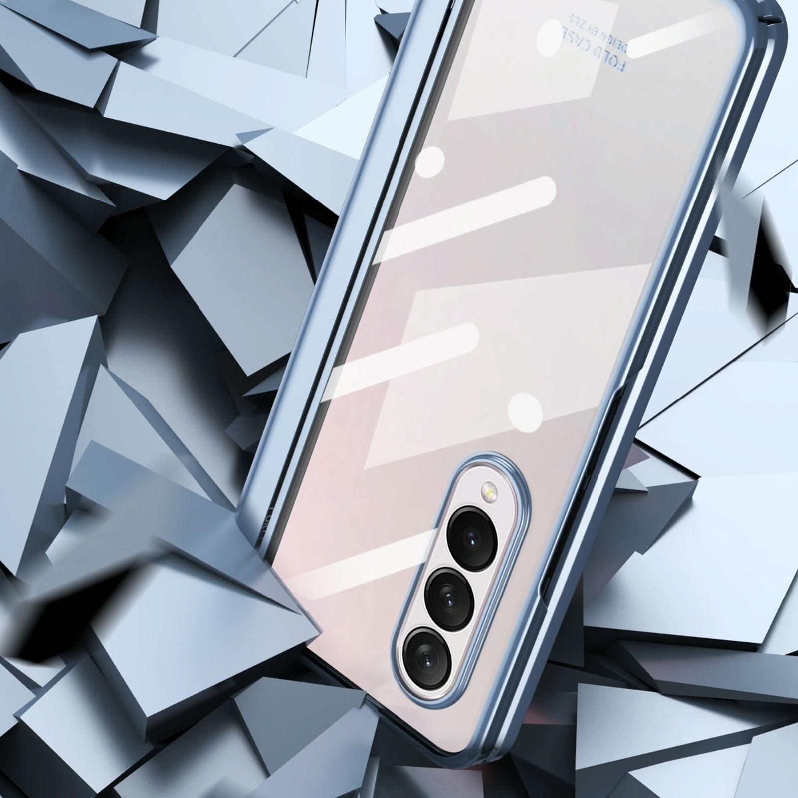 For Samsung Galaxy Z Fold4 5G Case With Pen Slot - Electroplated Full Body - Gold 5